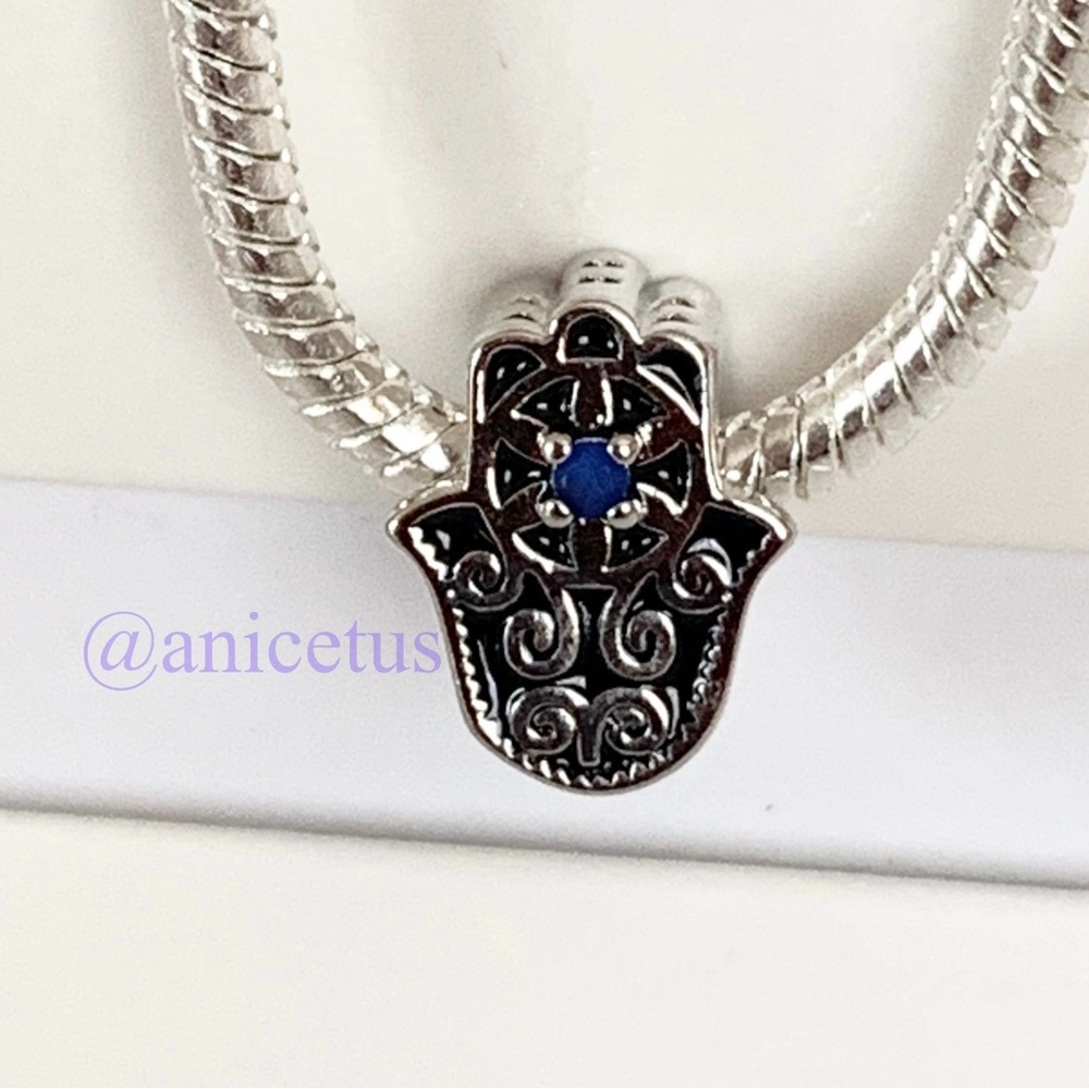 NWOT 925 Sterling Silver Hamsa, Evil Eye Blue CZ Charms